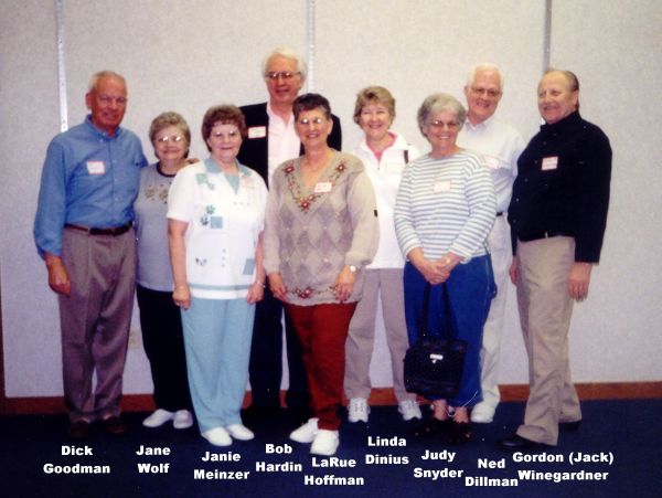 Longfellow class of '51: Dick Goodman, Jane Wolf, Janie Meinzer, Bob Hardin, LaRue Hoffman, Linda Dinius, Judy Snyder, Ned Dillman, Gordon (Jack) Winegardner.