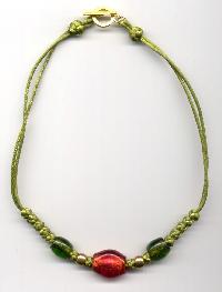 WILLOW chinese knotted necklace with glass beads, choker length. Knotted post earrings included (but not shown). $21