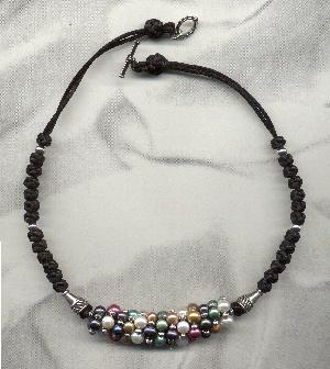 CLUSTER knotted necklace with lusterous freshwater pearls, $41