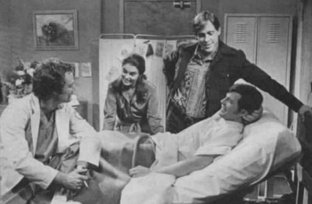 Ron Hale (Roger), Nancy Addison (Jillian), Earl Hindman (Bob), & Michael Hawkins (Frank)