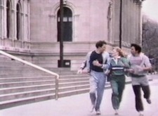 Frank (Geoffrey Pierson) Ryan, Siobhan (Marg Helgenberger) Ryan, and Patrick (Malcolm Groome) Ryan race.
