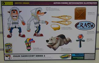 Would have included Crash in Arctic Clothing, snow shoes and goggles, a wooden crate, Aku Aku, Polar and a Sapphire Relic.