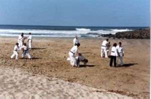 Practicing on the beach
