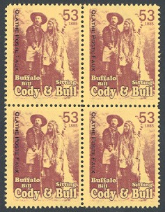 Buffalo Bill and Sitting BullBlock of 4 Artistamps