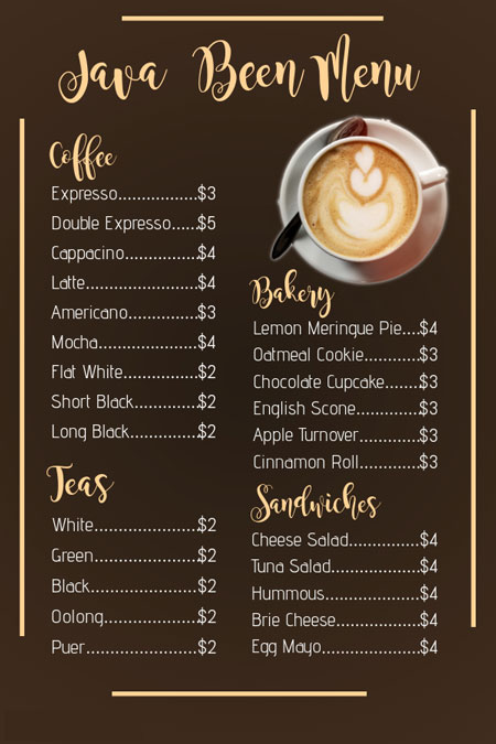 menu