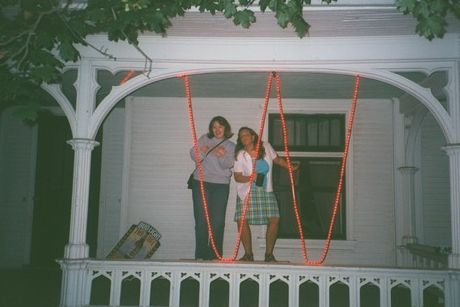 Amanda and I dancing on the porch of the football house