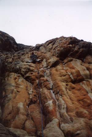I redpoint No Future (21), a great climb on the Tiger Wall, Arapiles.