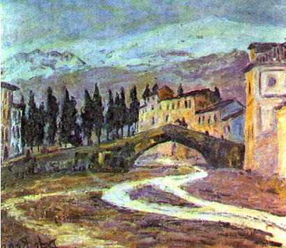 {River Darro at the beginning of the twentieth century; bridge in front of Lorca's house. Click for link to Lorca's Granada Tours}