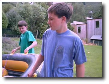 Tom and John, with the blow-up boat