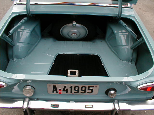 Ford V4 in the Taunus 12M engine bay Taunus 12M boot trunk area