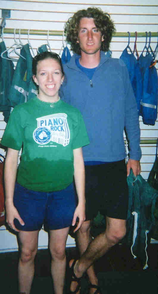 ok, so i didn't take this one...my family and i went sea kayaking, and mine got stuck on a rock for a few minutes so i got soaked from the waist down (kayaking in wet shoes is not fun). anyhoo, when we got back i had my mom take this picture of me and our guide, matt. he's much yummier in person, but the photo isn't too bad