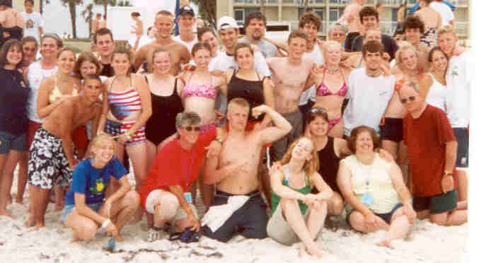 Sonfest 2001--believe it or not, this started out as a small group picture of about 6 people from St. Oliver's...this was everyone from my church who was just on the beach at that moment