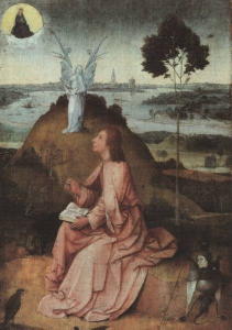 Art: Hieronymus Bosch: St. John on the Isle of Patmos (where he received the Revelation)