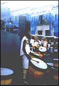 (10) Olodum band for children's Carnaval group rehearses in Pelourinho Square