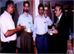 Ln.Ramachandran, Ln.Shaikh Sadaqathullah, BSA.Ashraf Buhary with Ln.LKS.Syed Ahmed (Lions District Governor - 324 A1) at Lions Club of Mylapore Charter Nite 