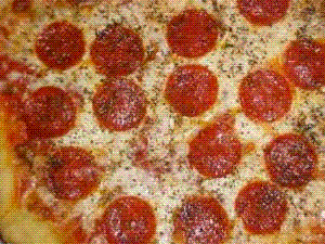 Close up of pepperoni pizza