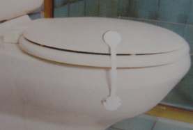 Toilet Lock in use.  Keep the lid shut