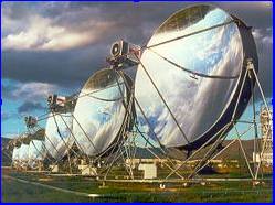 This application of a parabolic reflector eliminates the need to transfer heat to a boiler by placing a stirling engine at the focal point.