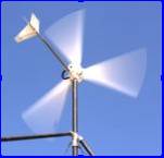 This rooftop-mounted urban wind turbine charges a 12 volt battery and runs various 12 volt appliances within the building on which it is installed.