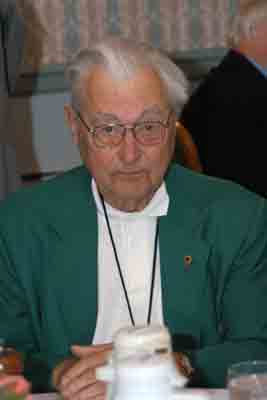 Longtime Lion member Bob Kretchman enjoys the stories relived over lunch.