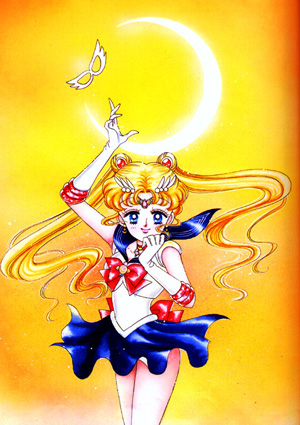 Sailor Moon throwing her mask into the sky