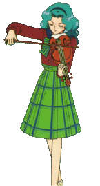 she's playing the violin!