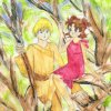 Xanthus and Chikako in an apple tree, right before their first kiss (from 'The Realization of Plan B')