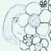 This is a very kawaii pic drawn by Priire.  It was included with the Chikako Christmas ornament she sent me, which is now hanging by my bed. :)  Um, the butter demon is another story altogether. ^_~