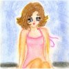 Chikako by a pool (drawn w/ chalk)