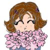 Chikako holding flowers (colored on the computer)