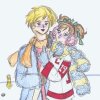 Chikako and Kalei playing hockey (yup, she's a Wings fan ^_^)