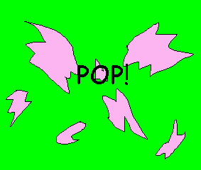 Thick rubbery peices of pink rain down from the sky