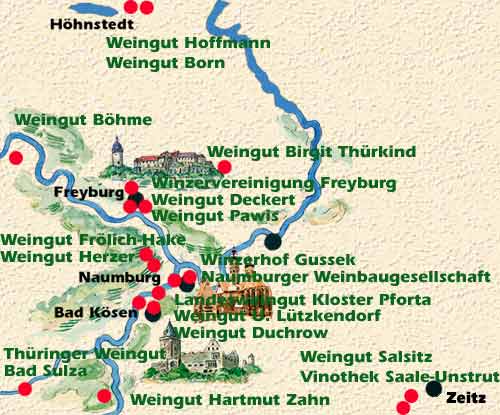 Karte der Weingter Saale-Unstrut