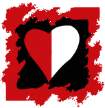 Herz aufgeteilt in eine wei�e und rote Fl�che