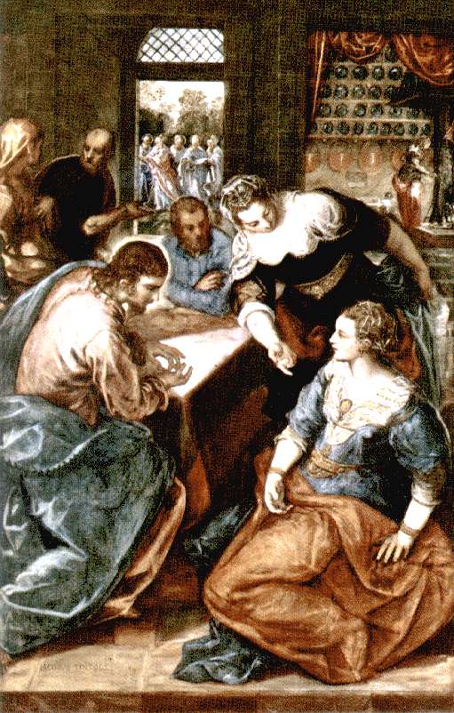 Jesus em Casa de Maria e Marta - Tintoretto (sec. XVI)
