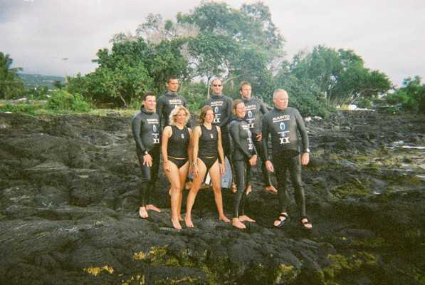 Nice suits huh? team in Freediver suits, Sam and Hannah in Fourth Element