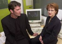 Actor Sam Kane and Home Office Minister Beverley Hughes teaming up to support the Government's Internet Child Protection Task Force as Sam is about to appear in an episode of Coronation Street where he plays a man who exploits a teenager through an internet chatroom which was screened July 15th 2001
