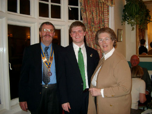 Coventry Phoenix Rotary Club President Geoff Lockett, Lucas McMillan and Erylis Lockett