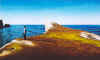Departure - chalk hills above Tunnel Beach, Dunedin, New Zealand