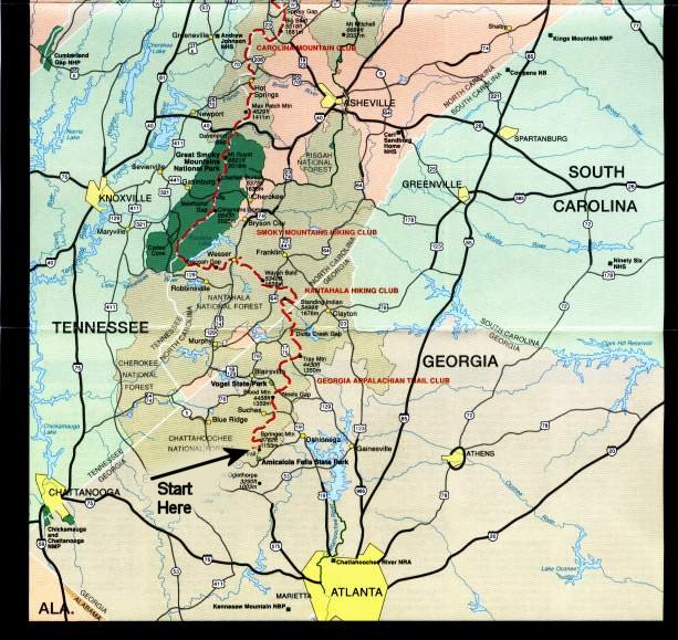 AT Map 1 : Geogia, North Carolina, Tennessee