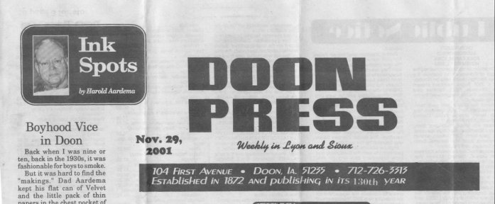 Doon Press Article, Nov. 29, 2001