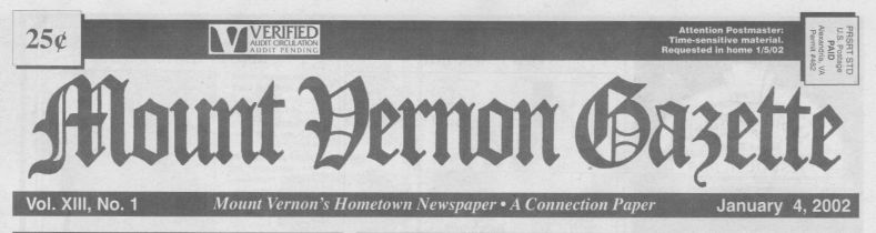  Mount Vernon newspaper article, Jan, 4, 2002