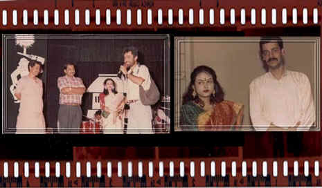 LEFT - > Singer Subhendu Maity along with Nachiketa and the Anouncer Satinath  at 'Kalamandir' *** RIGHT -  > Sanchita along with Srikanto Acharya.