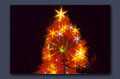 Windmill behind Christmas tree lights