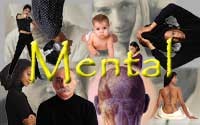 A collage of adults,children,and images representing mental illness