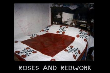 Redwork is a very popular embroidery, I decided to us red blocks quilted with white thread and White blocks quilted with red thread to capture the feeling of redwork --Works for me hope you like it to.