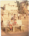 me cat and my brother a rat ... look his golden hair.. american baby in nellore park in childhood