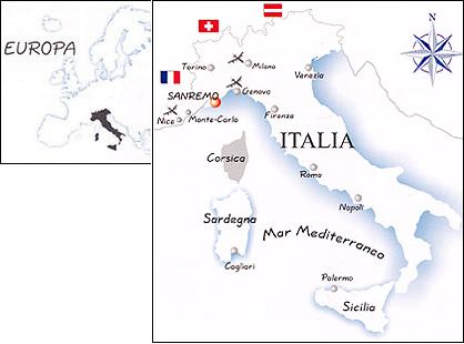 Map of Italy and Europe