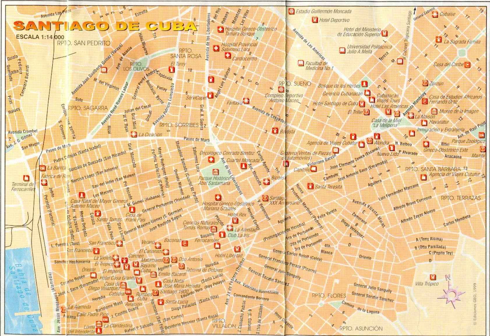 Map of Santiago de Cuba