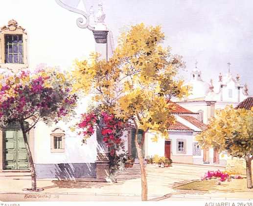 Capela de S�o Sebasti�o * Santiago * Tavira * Aguarela de Fonseca Martins